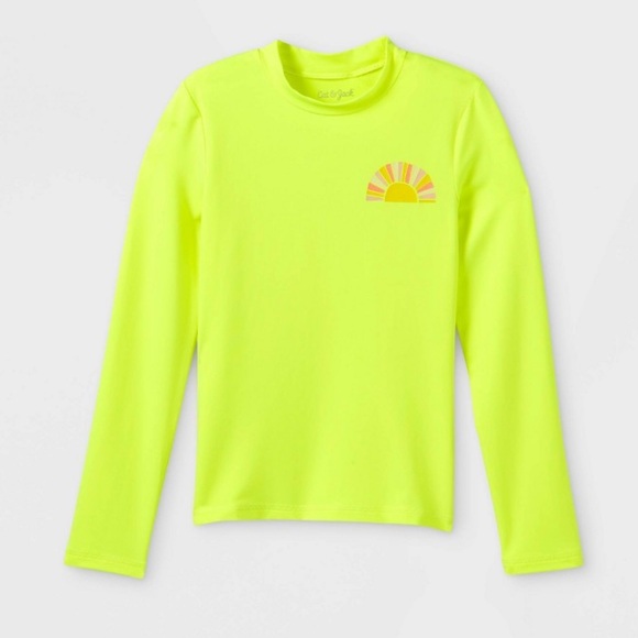 Cat & Jack Neon Yellow swim shirt size XL girls like new - Picture 1 of 3
